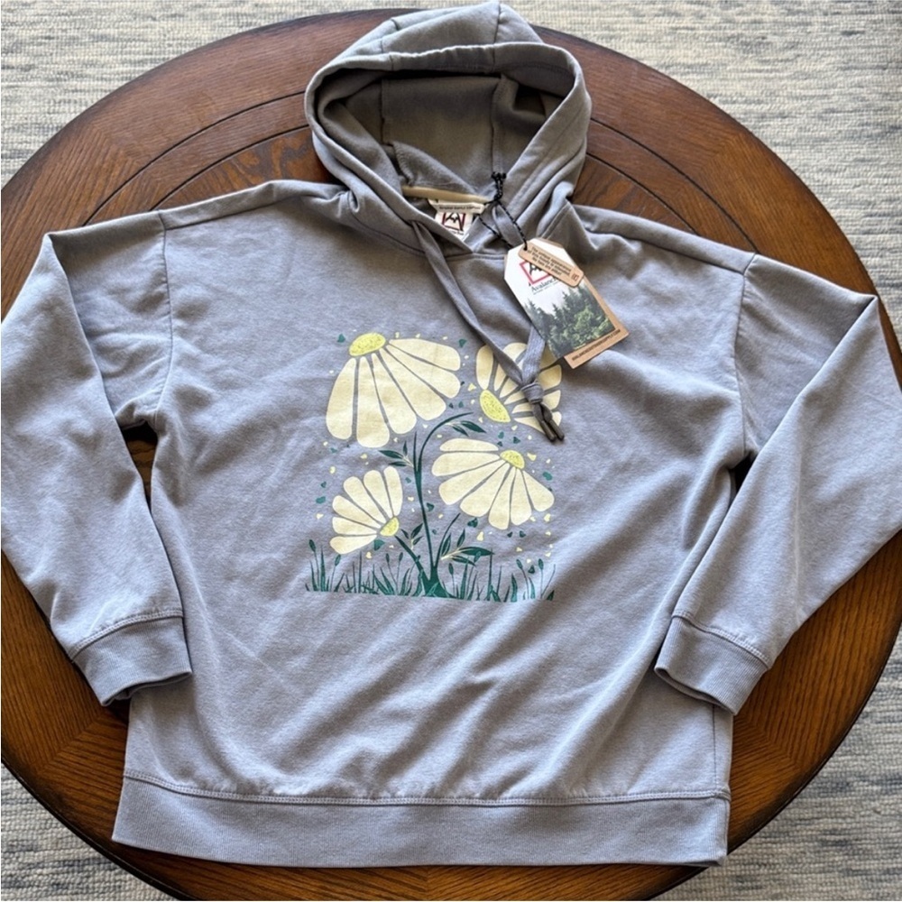 Avalanche Heather Gray Hoodie with Floral Print